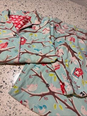 Nick & Nora  Bird Print bird house  Pajama Set - Light Aqua medium